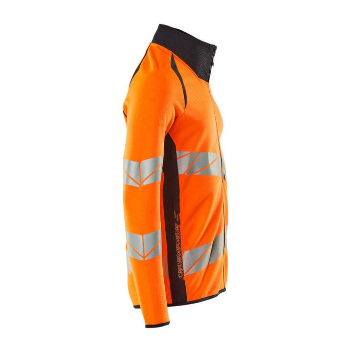 Mascot Hi-Vis Sweatshirt with zipper 19184-781 Left #colour_hi-vis-orange-dark-navy-blue