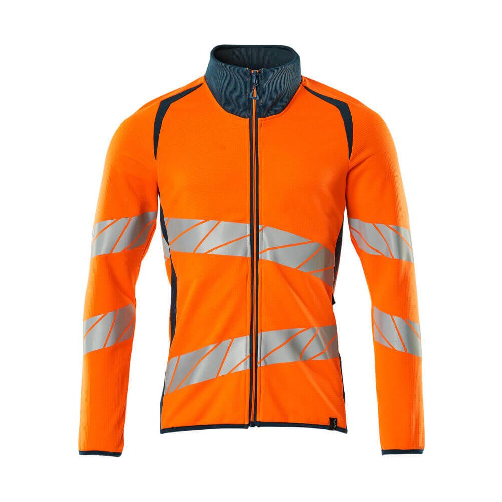 Mascot Hi-Vis Sweatshirt with zipper 19184-781 Front #colour_hi-vis-orange-dark-petroleum