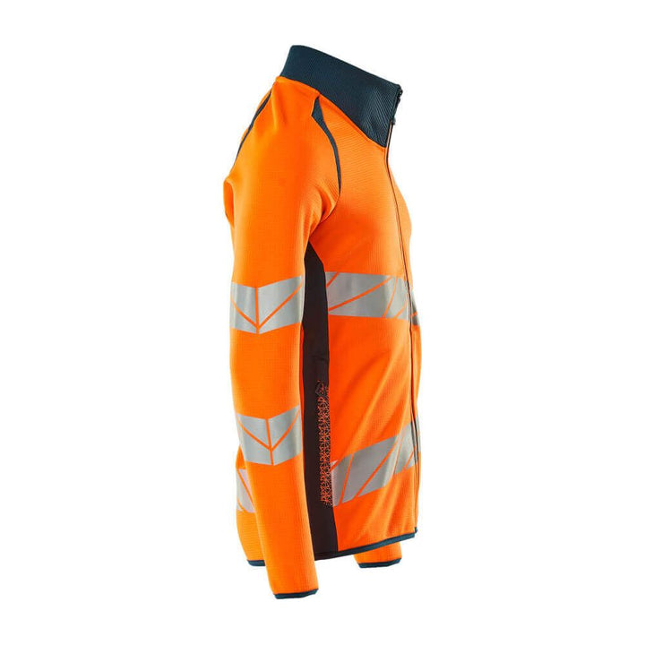 Mascot Hi-Vis Sweatshirt with zipper 19184-781 Left #colour_hi-vis-orange-dark-petroleum