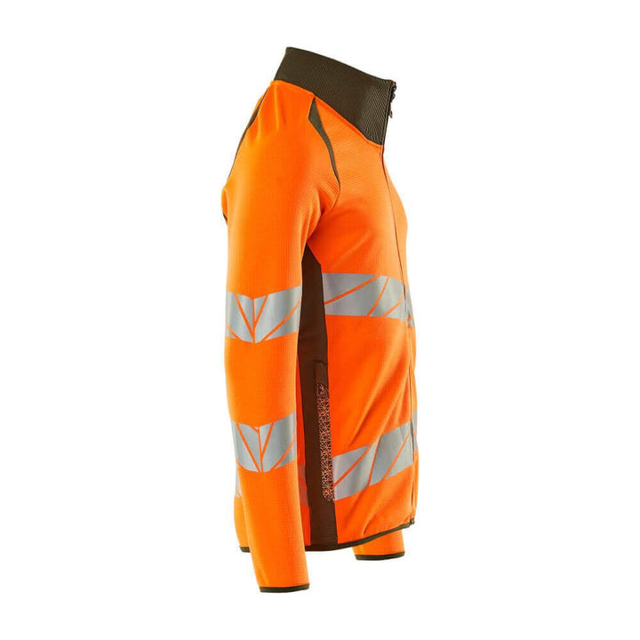 Mascot Hi-Vis Sweatshirt with zipper 19184-781 Left #colour_hi-vis-orange-moss-green