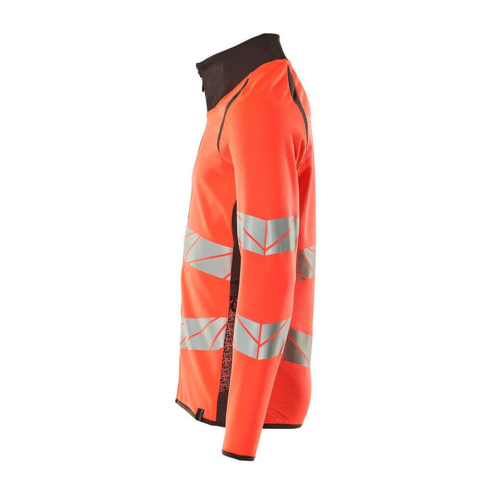 Mascot Hi-Vis Sweatshirt with zipper 19184-781 Right #colour_hi-vis-red-dark-anthracite-grey