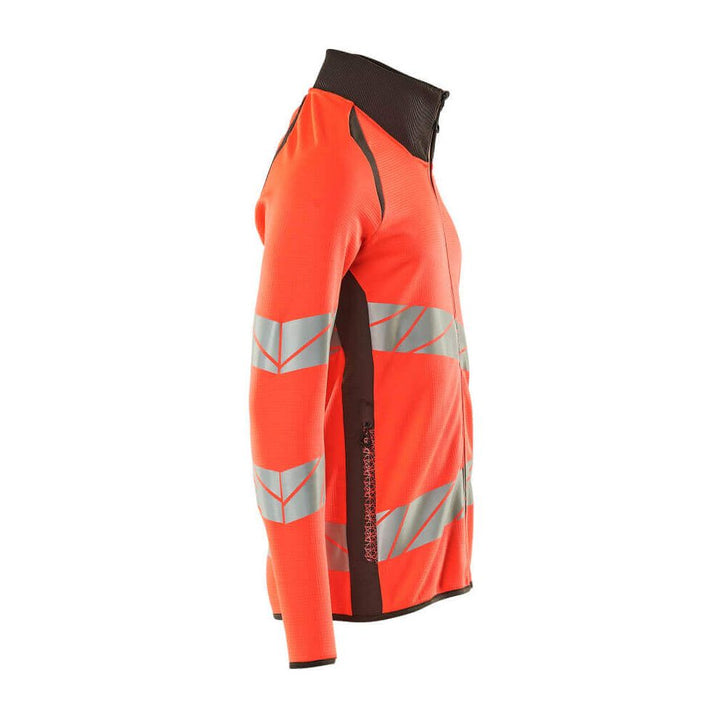 Mascot Hi-Vis Sweatshirt with zipper 19184-781 Left #colour_hi-vis-red-dark-anthracite-grey