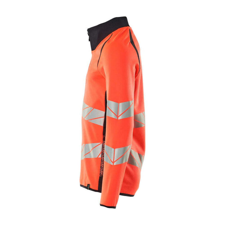 Mascot Hi-Vis Sweatshirt with zipper 19184-781 Right #colour_hi-vis-red-dark-navy-blue