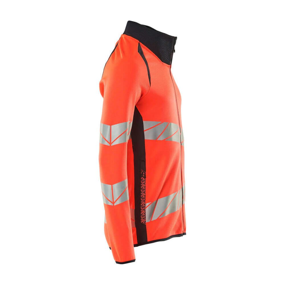 Mascot Hi-Vis Sweatshirt with zipper 19184-781 Left #colour_hi-vis-red-dark-navy-blue