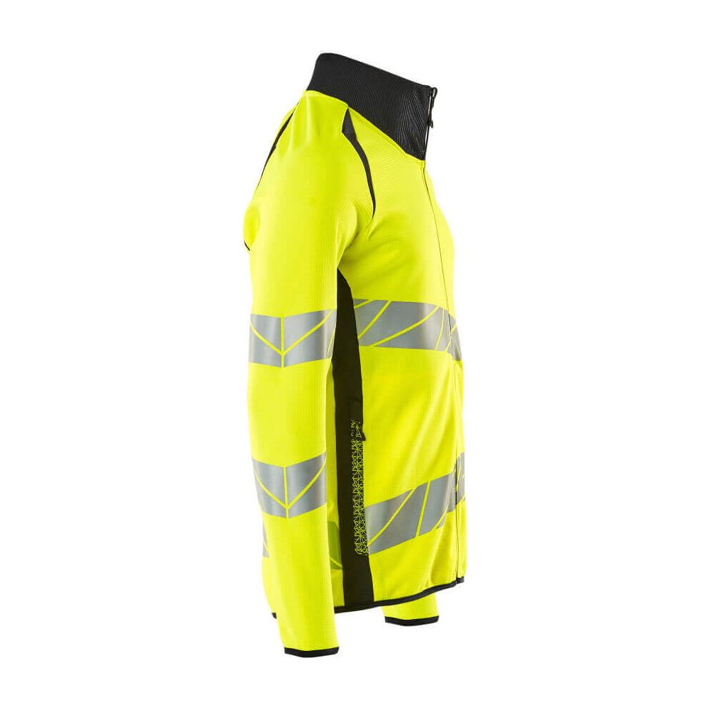 Mascot Hi-Vis Sweatshirt with zipper 19184-781 Left #colour_hi-vis-yellow-dark-navy-blue