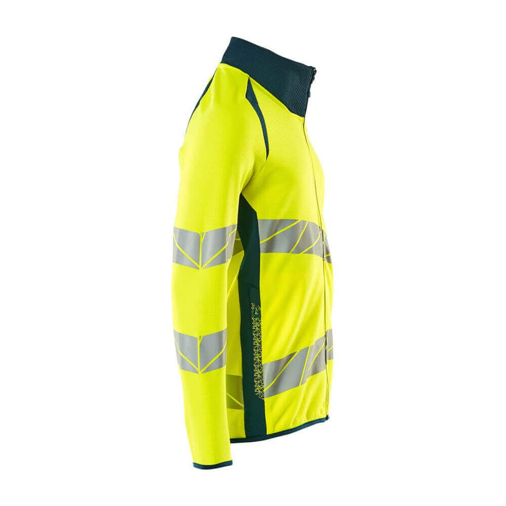 Mascot Hi-Vis Sweatshirt with zipper 19184-781 Left #colour_hi-vis-yellow-dark-petroleum