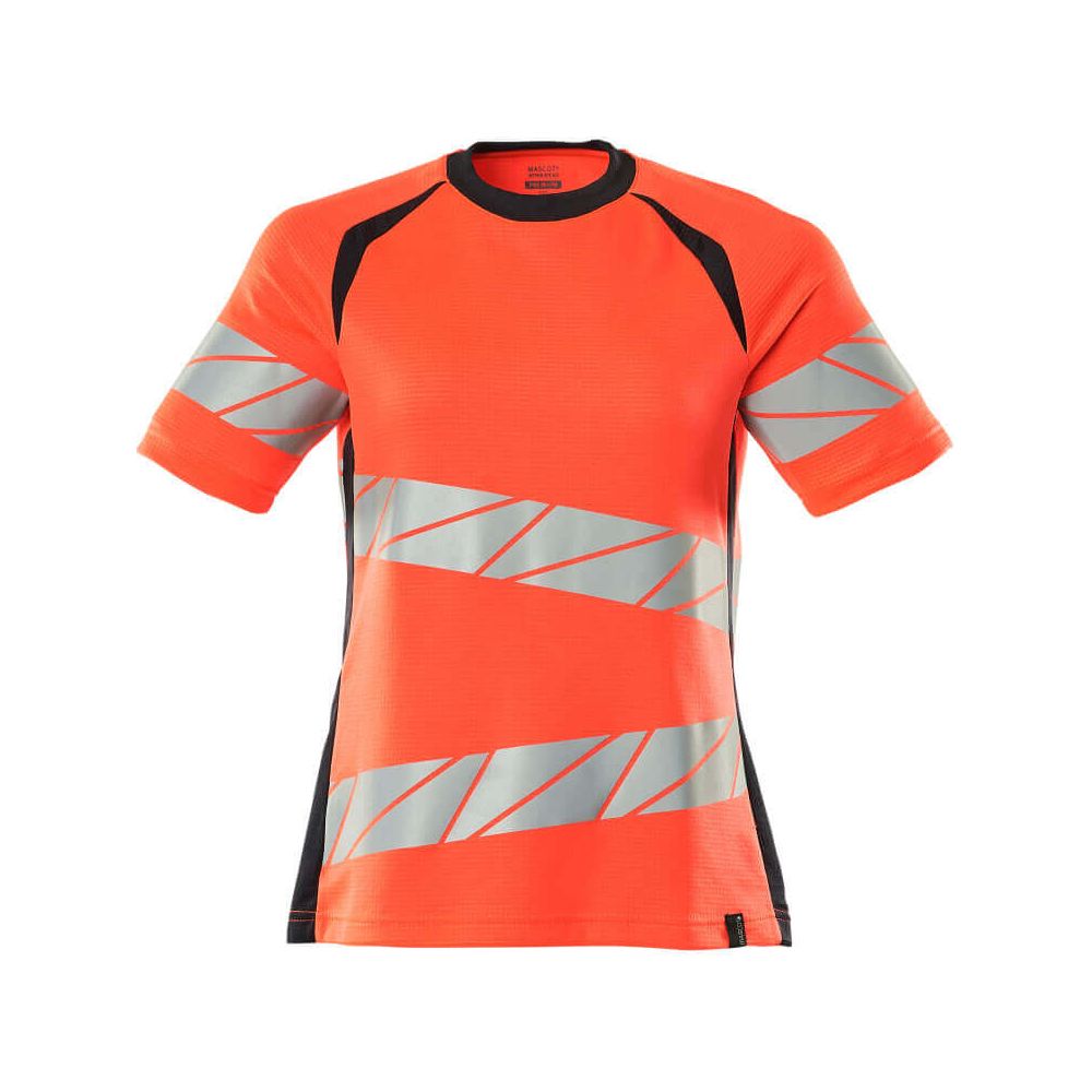 Mascot Hi-Vis T-shirt 19092-771 Front #colour_hi-vis-red-dark-navy-blue