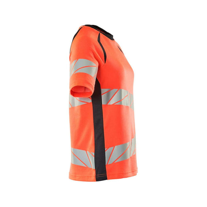 Mascot Hi-Vis T-shirt 19092-771 Left #colour_hi-vis-red-dark-navy-blue