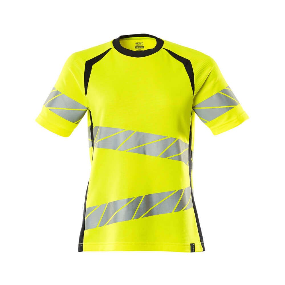 Mascot Hi-Vis T-shirt 19092-771 Front #colour_hi-vis-yellow-dark-navy-blue