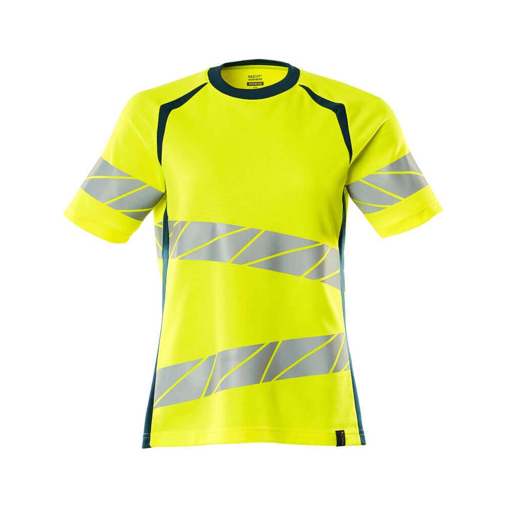 Mascot Hi-Vis T-shirt 19092-771 Front #colour_hi-vis-yellow-dark-petroleum