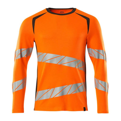 Mascot Hi-Vis T-shirt long-sleeved 19081-771 Front #colour_hi-vis-orange-dark-anthracite-grey