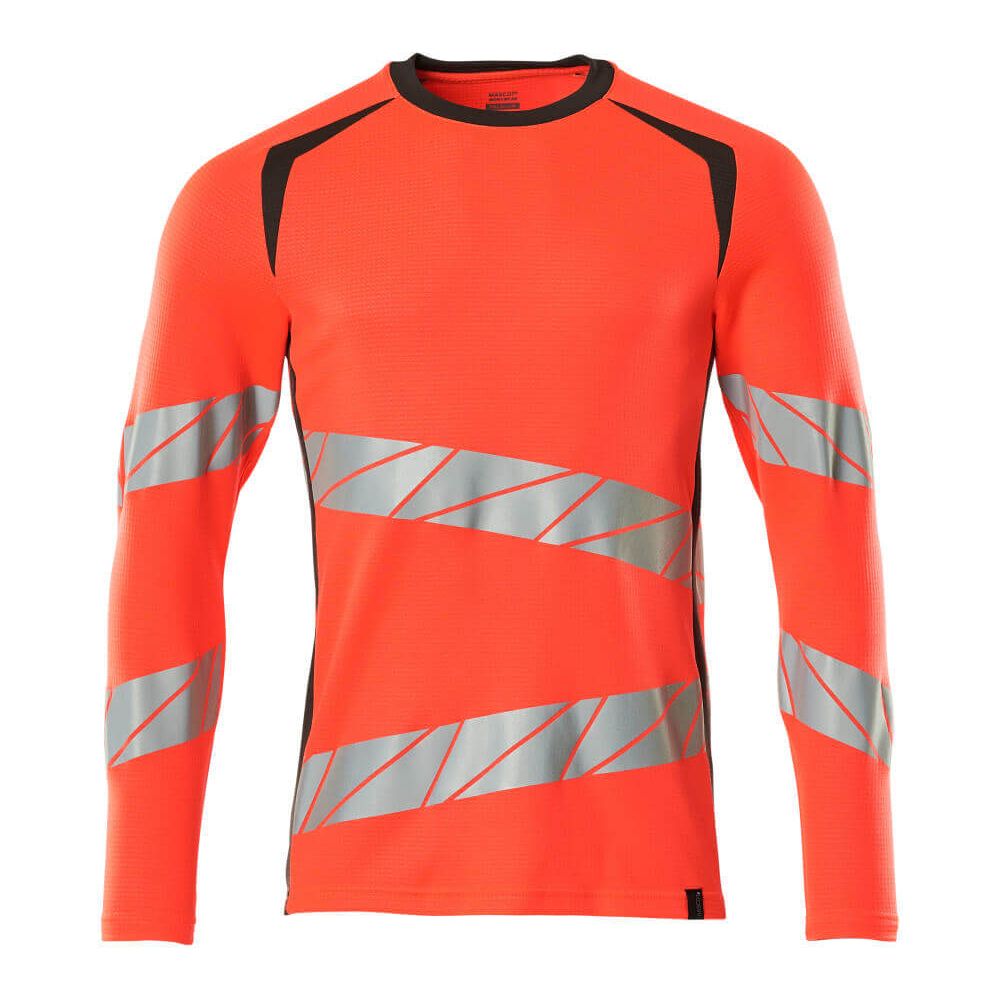 Mascot Hi-Vis T-shirt long-sleeved 19081-771 Front #colour_hi-vis-red-dark-anthracite-grey