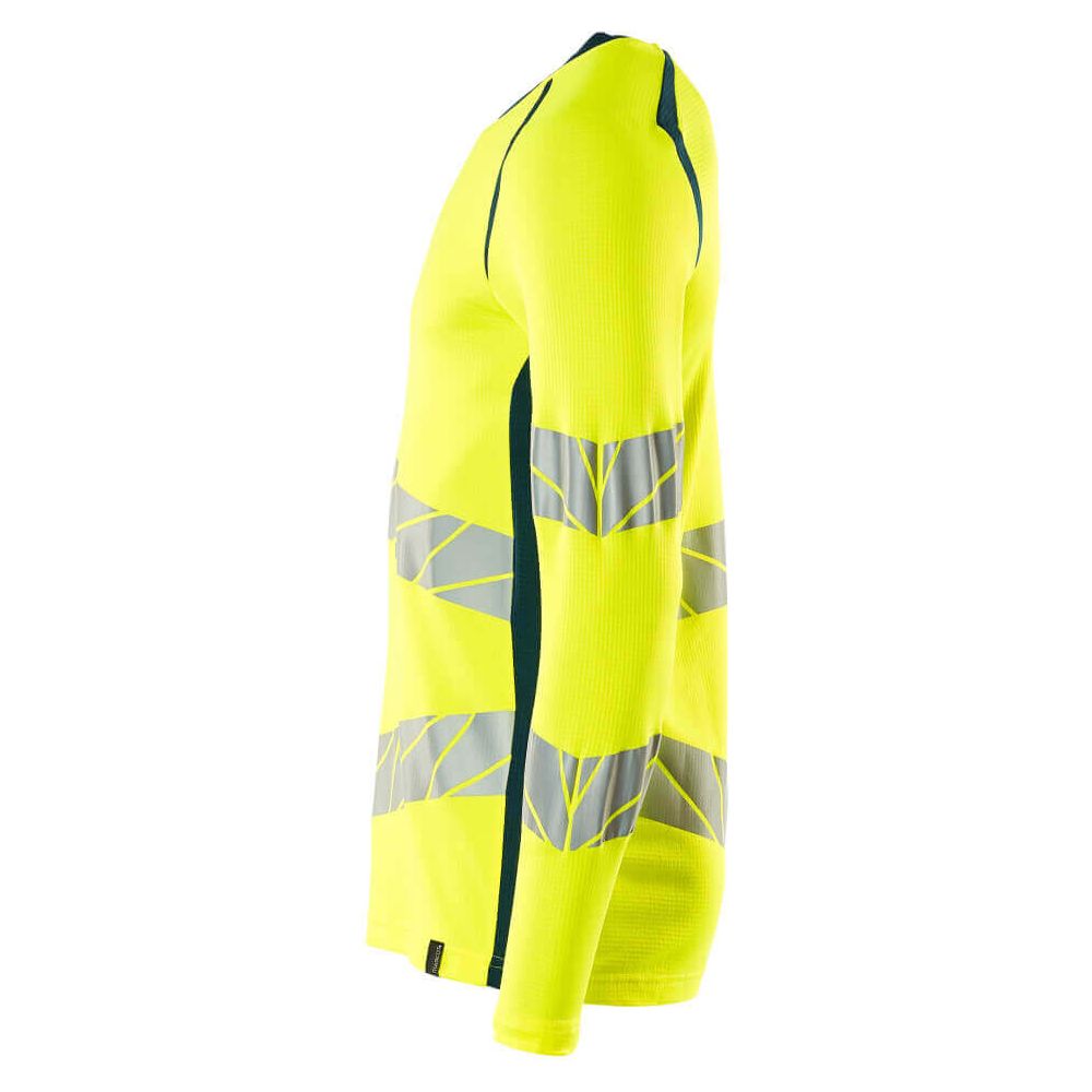 Mascot Hi-Vis T-shirt long-sleeved 19081-771 Right #colour_hi-vis-yellow-dark-petroleum