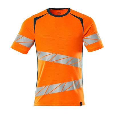 Mascot Hi-Vis T-shirt Short-Sleeve 19082-771 Front #colour_hi-vis-orange-dark-petroleum