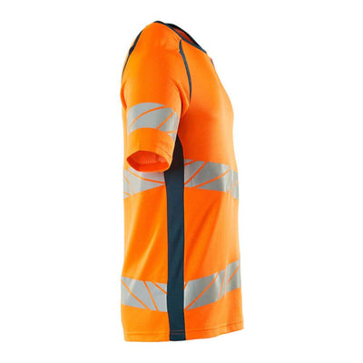 Mascot Hi-Vis T-shirt Short-Sleeve 19082-771 Left #colour_hi-vis-orange-dark-petroleum