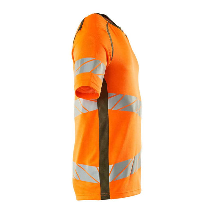 Mascot Hi-Vis T-shirt Short-Sleeve 19082-771 Left #colour_hi-vis-orange-moss-green