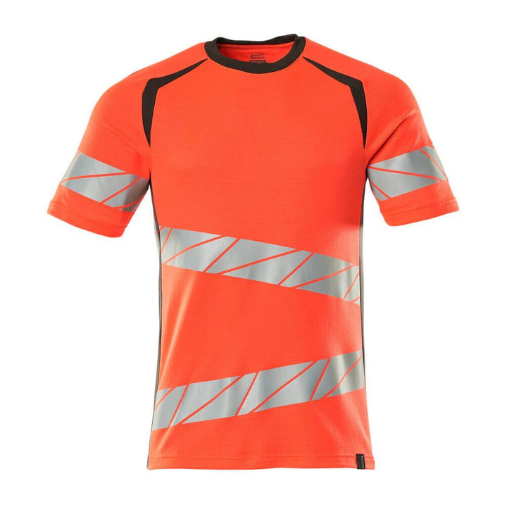 Mascot Hi-Vis T-shirt Short-Sleeve 19082-771 Front #colour_hi-vis-red-dark-anthracite-grey