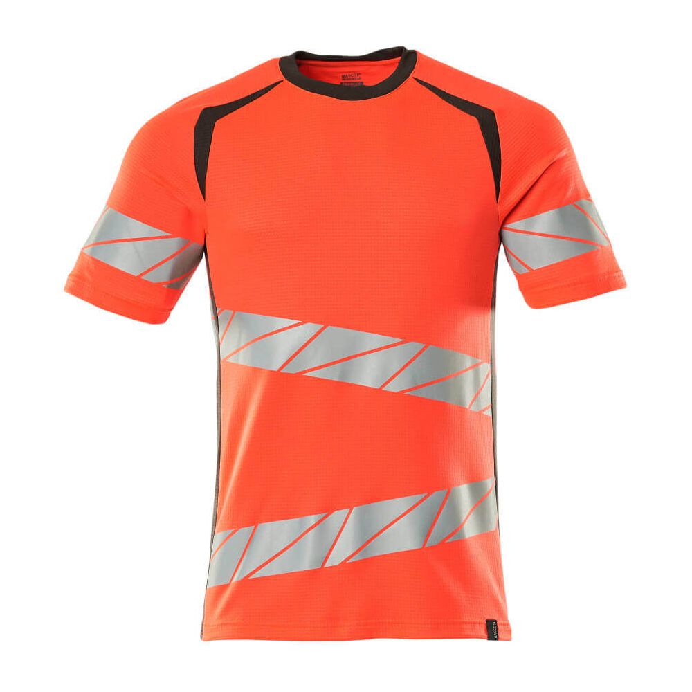 Mascot Hi-Vis T-shirt Short-Sleeve 19082-771 Front #colour_hi-vis-red-dark-anthracite-grey