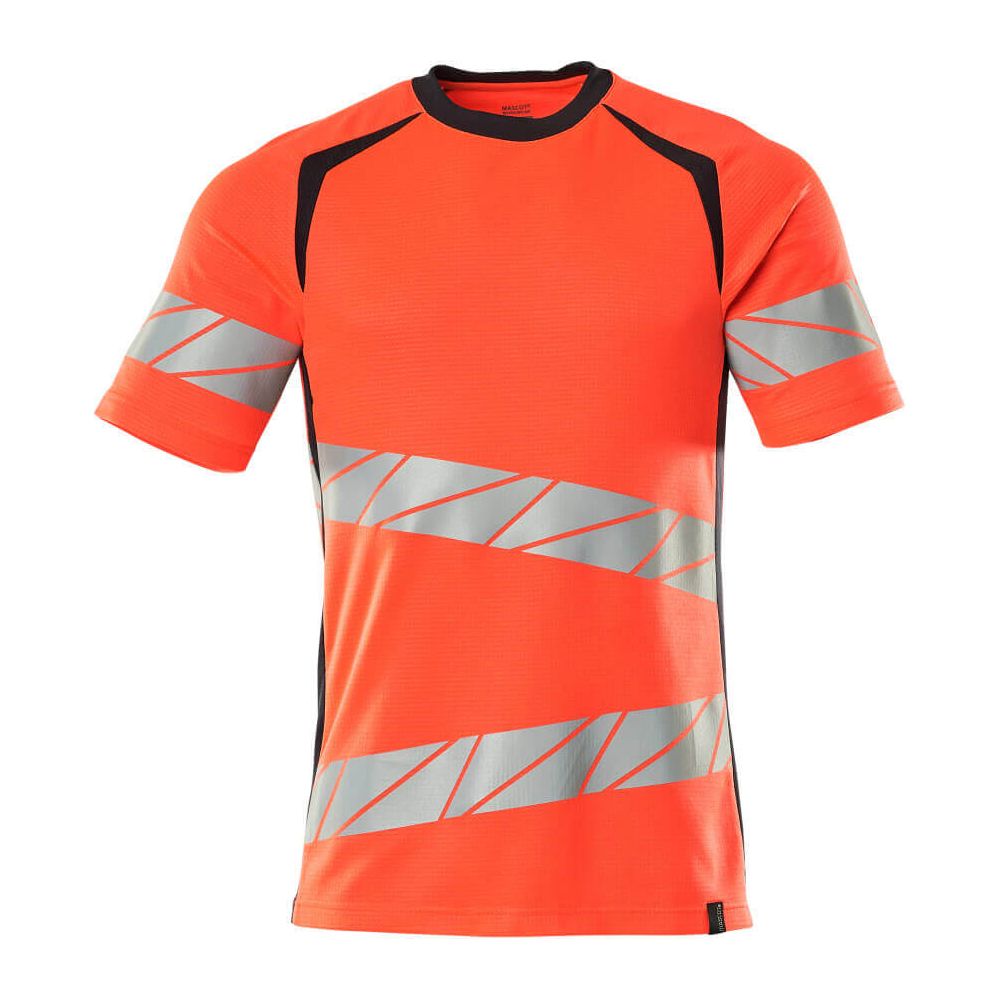 Mascot Hi-Vis T-shirt Short-Sleeve 19082-771 Front #colour_hi-vis-red-dark-navy-blue