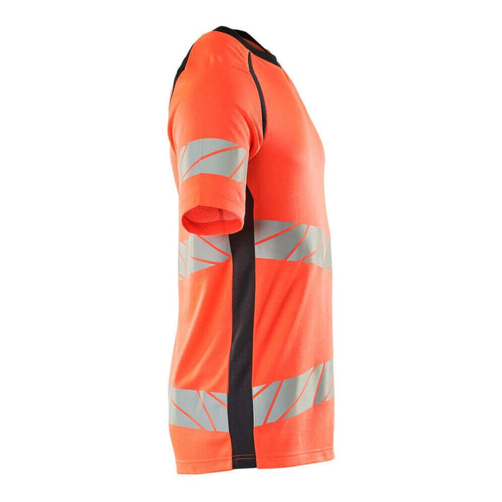 Mascot Hi-Vis T-shirt Short-Sleeve 19082-771 Left #colour_hi-vis-red-dark-navy-blue