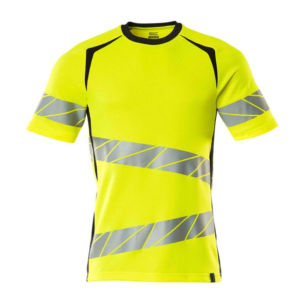 Mascot Hi-Vis T-shirt Short-Sleeve 19082-771 Front #colour_hi-vis-yellow-dark-navy-blue