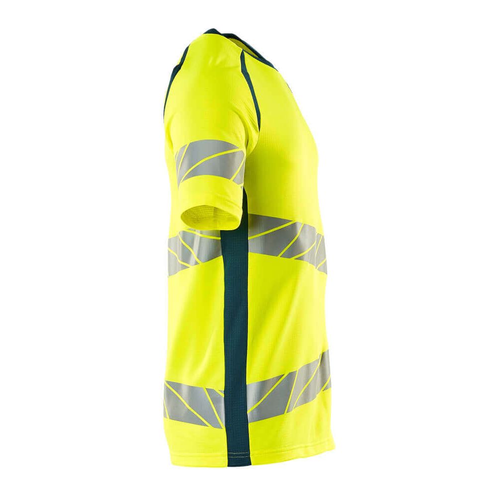 Mascot Hi-Vis T-shirt Short-Sleeve 19082-771 Left #colour_hi-vis-yellow-dark-petroleum