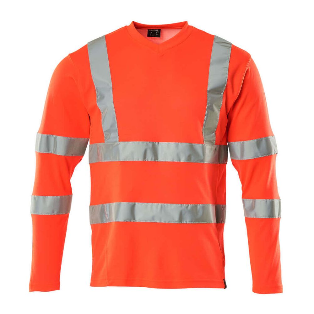 Mascot Hi-Vis T-shirt Long-Sleeved 18281-995 Front #colour_hi-vis-red