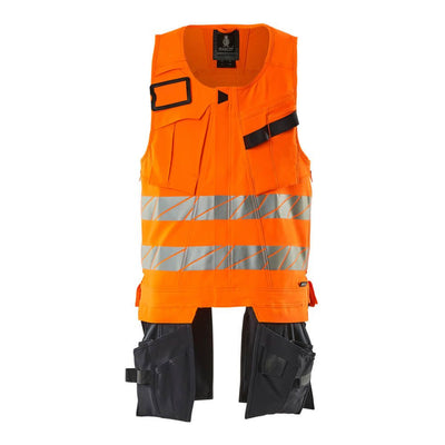 Mascot Hi-Vis Tool Vest Front #colour_hi-vis-orange-dark-navy-blue