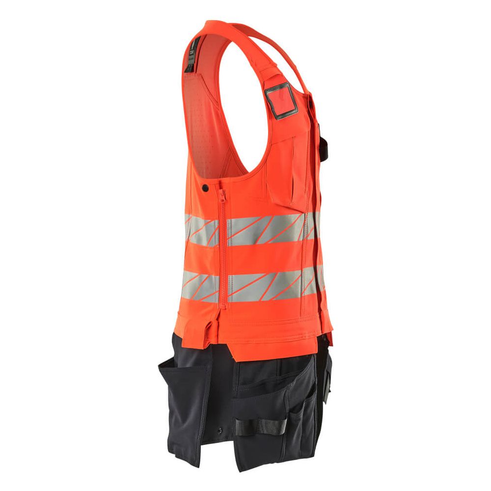 Mascot Hi-Vis Tool Vest Left #colour_hi-vis-red-dark-navy-blue