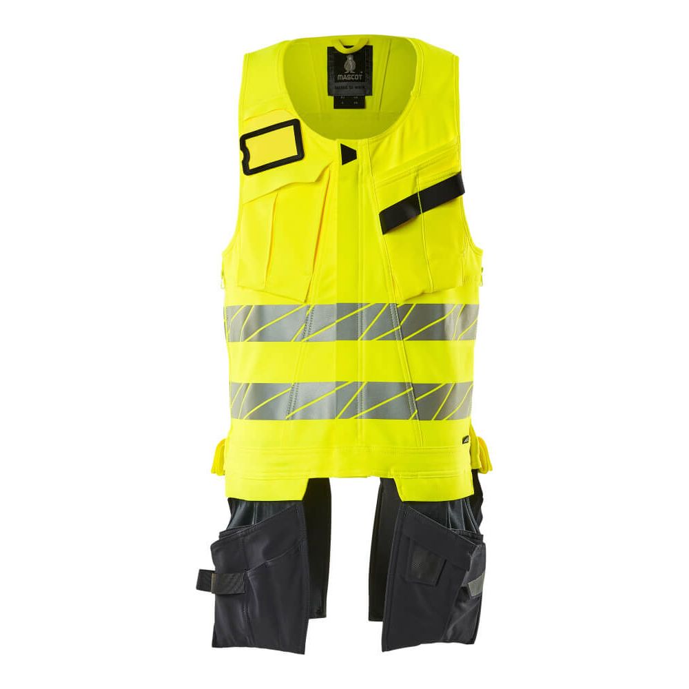 Mascot Hi-Vis Tool Vest Front #colour_hi-vis-yellow-dark-navy-blue