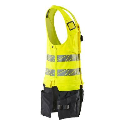 Mascot Hi-Vis Tool Vest Left #colour_hi-vis-yellow-dark-navy-blue