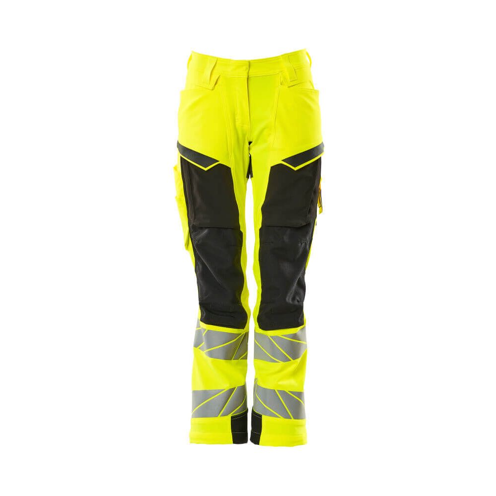 Mascot Hi-Vis Trousers Kneepad Stretch Front #colour_hi-vis-yellow-black