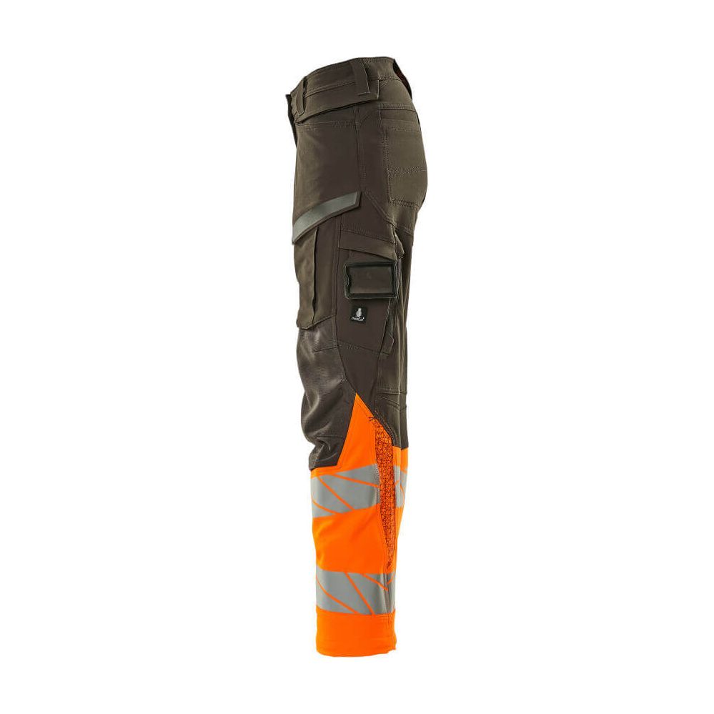 Mascot Hi-Vis Trousers Kneepad Stretch Right #colour_dark-anthracite-grey-hi-vis-orange