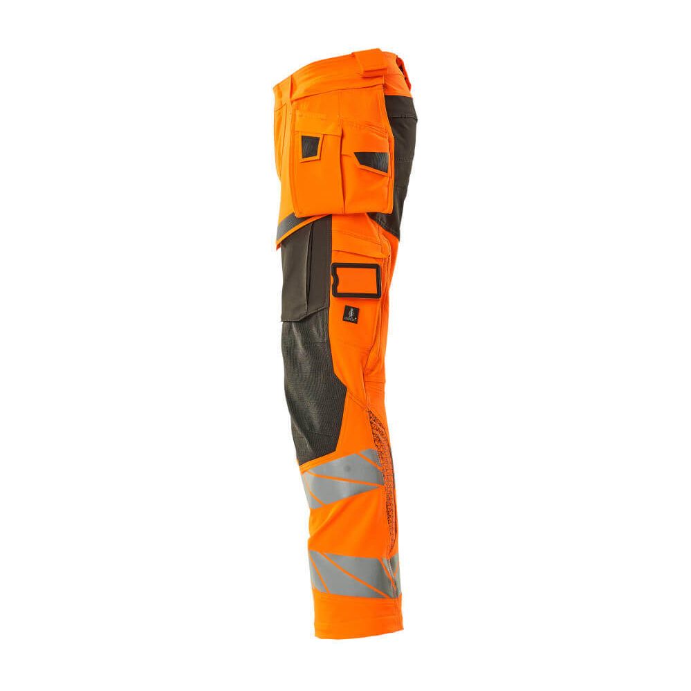 Mascot Hi-Vis Trousers with Stretch & Holster Pockets 19031-711 Right #colour_hi-vis-orange-dark-anthracite-grey