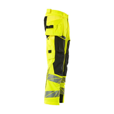 Mascot Hi-Vis Trousers with Stretch & Holster Pockets 19031-711 Left #colour_hi-vis-yellow-black