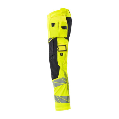 Mascot Hi-Vis Trousers with Stretch & Holster Pockets 19031-711 Right #colour_hi-vis-yellow-dark-navy-blue