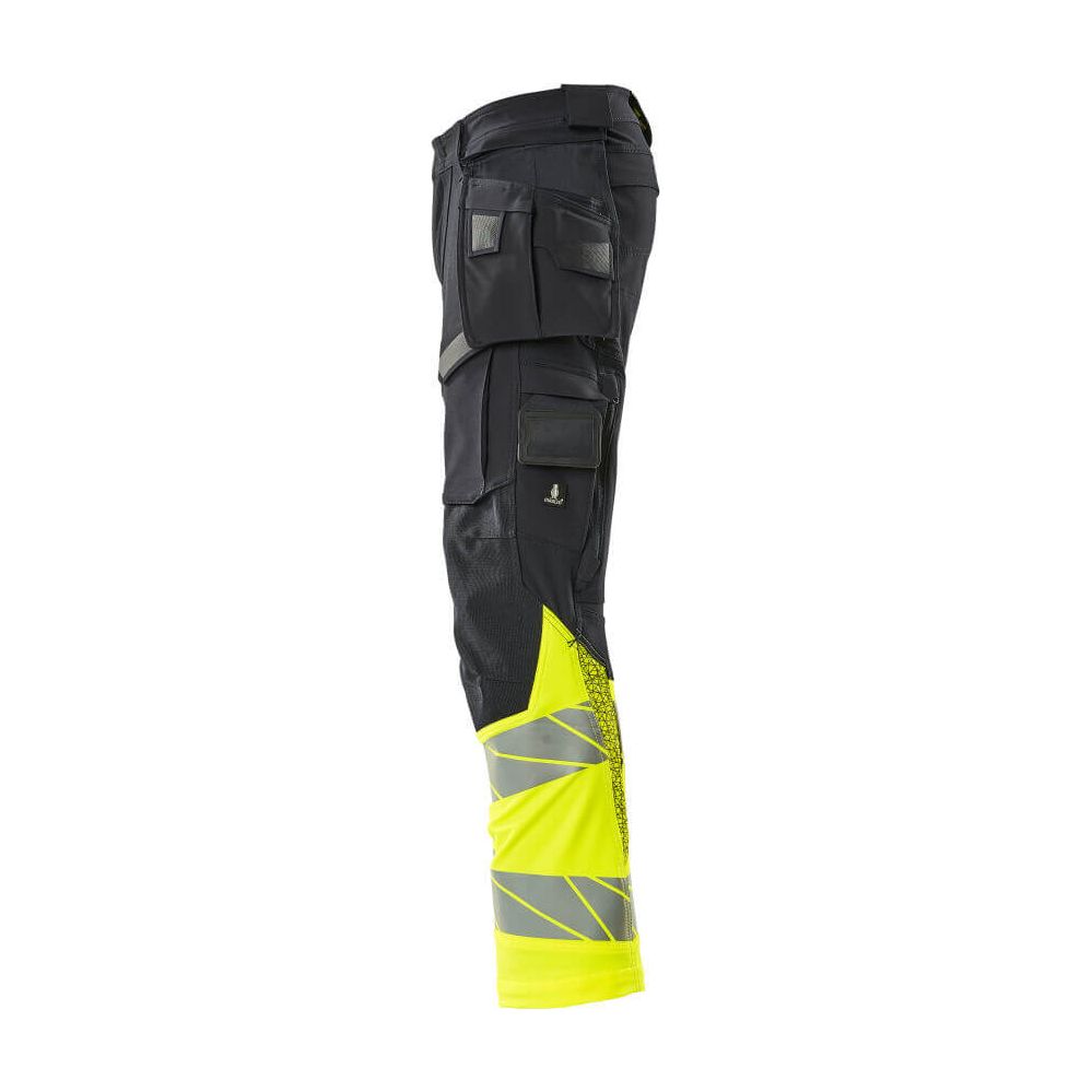 Mascot Hi-Vis Trousers with Stretch & Holster Pockets 19131-711 Right #colour_dark-navy-blue-hi-vis-yellow