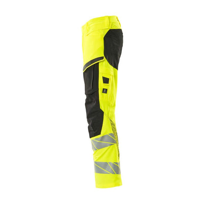 Mascot Hi-Vis Trousers with Stretch & Kneepad Pockets 19479-711 Right #colour_hi-vis-yellow-black