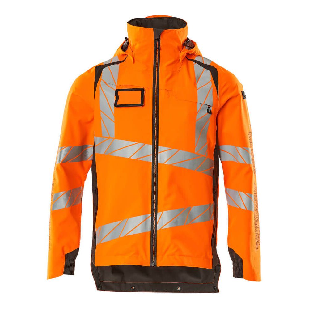 Mascot Hi-Vis Waterproof Outer Shell Jacket 19001-449 Front #colour_hi-vis-orange-dark-anthracite-grey