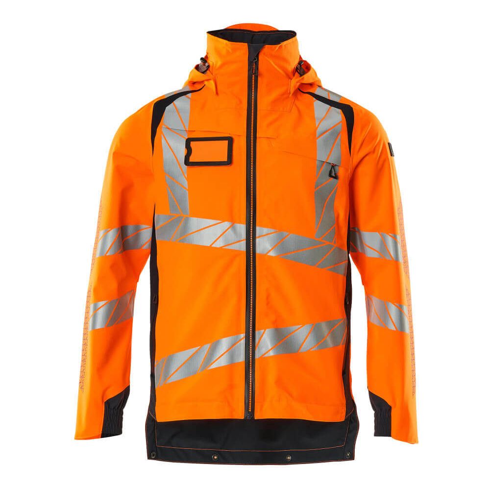Mascot Hi-Vis Waterproof Outer Shell Jacket 19001-449 Front #colour_hi-vis-orange-dark-navy-blue