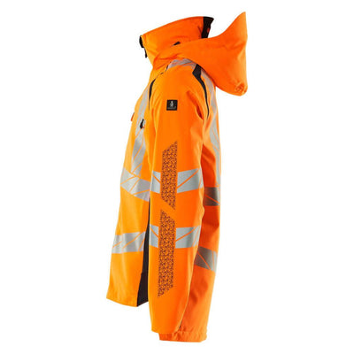 Mascot Hi-Vis Waterproof Outer Shell Jacket 19001-449 Right #colour_hi-vis-orange-dark-navy-blue