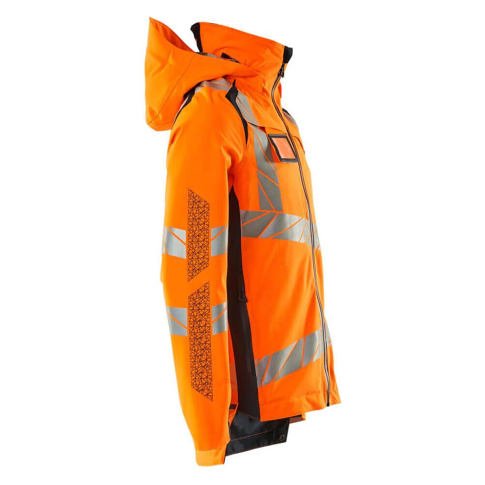 Mascot Hi-Vis Waterproof Outer Shell Jacket 19001-449 Left #colour_hi-vis-orange-dark-navy-blue