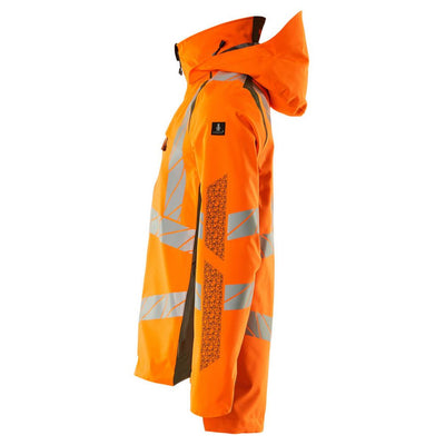 Mascot Hi-Vis Waterproof Outer Shell Jacket 19001-449 Right #colour_hi-vis-orange-moss-green