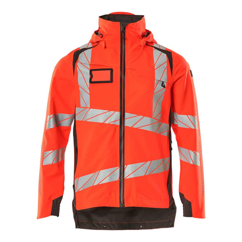 Mascot Hi-Vis Waterproof Outer Shell Jacket 19001-449 Front #colour_hi-vis-red-dark-anthracite-grey