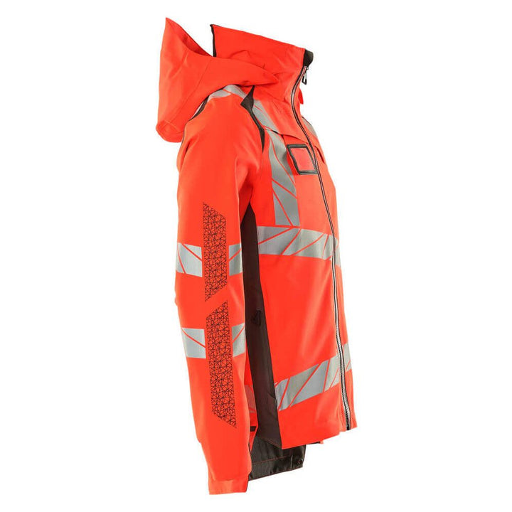 Mascot Hi-Vis Waterproof Outer Shell Jacket 19001-449 Left #colour_hi-vis-red-dark-anthracite-grey