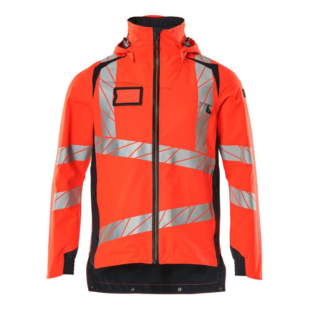 Mascot Hi-Vis Waterproof Outer Shell Jacket 19001-449 Front #colour_hi-vis-red-dark-navy-blue