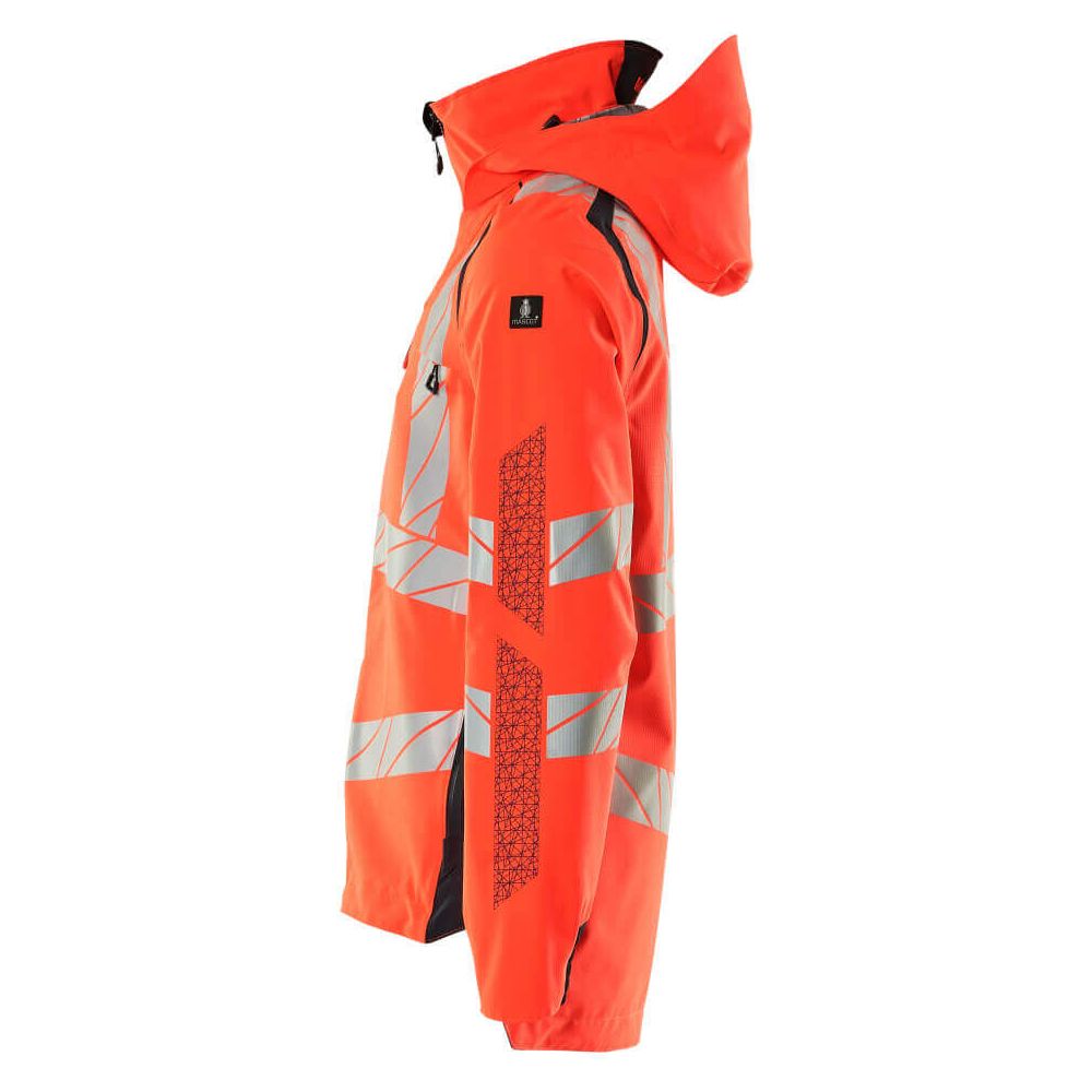 Mascot Hi-Vis Waterproof Outer Shell Jacket 19001-449 Right #colour_hi-vis-red-dark-navy-blue
