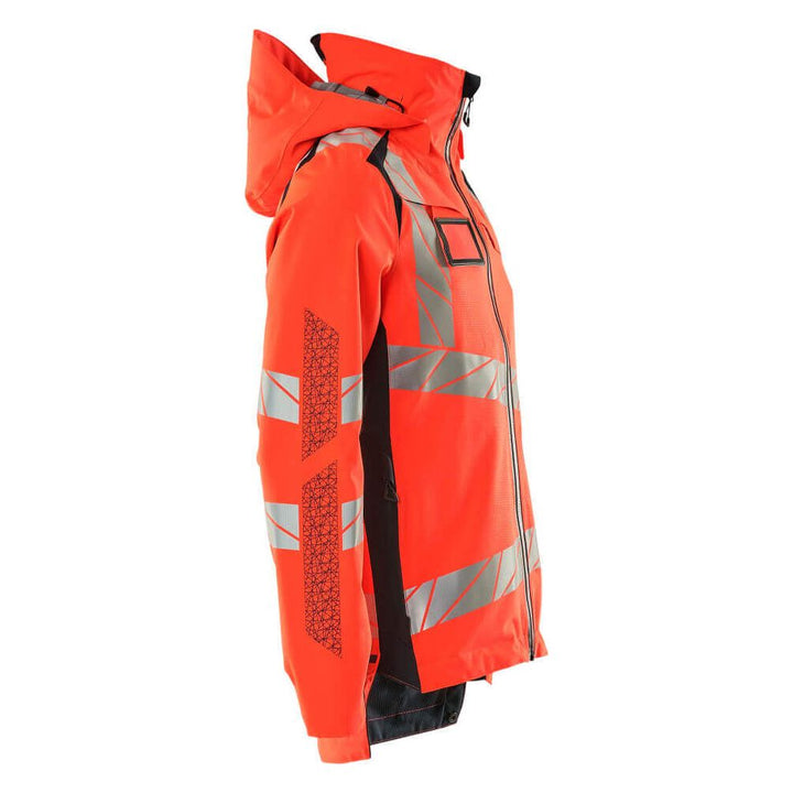 Mascot Hi-Vis Waterproof Outer Shell Jacket 19001-449 Left #colour_hi-vis-red-dark-navy-blue