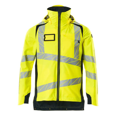 Mascot Hi-Vis Waterproof Outer Shell Jacket 19001-449 Front #colour_hi-vis-yellow-dark-navy-blue