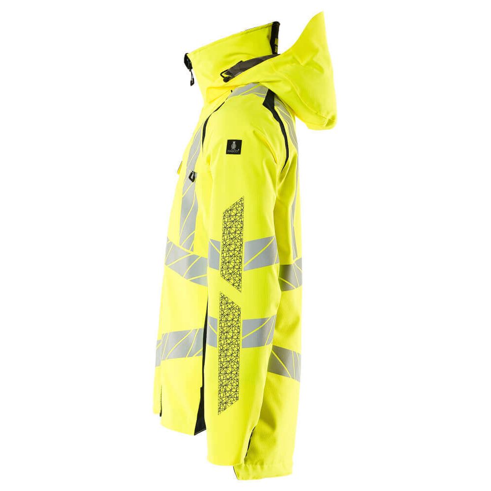 Mascot Hi-Vis Waterproof Outer Shell Jacket 19001-449 Right #colour_hi-vis-yellow-dark-navy-blue